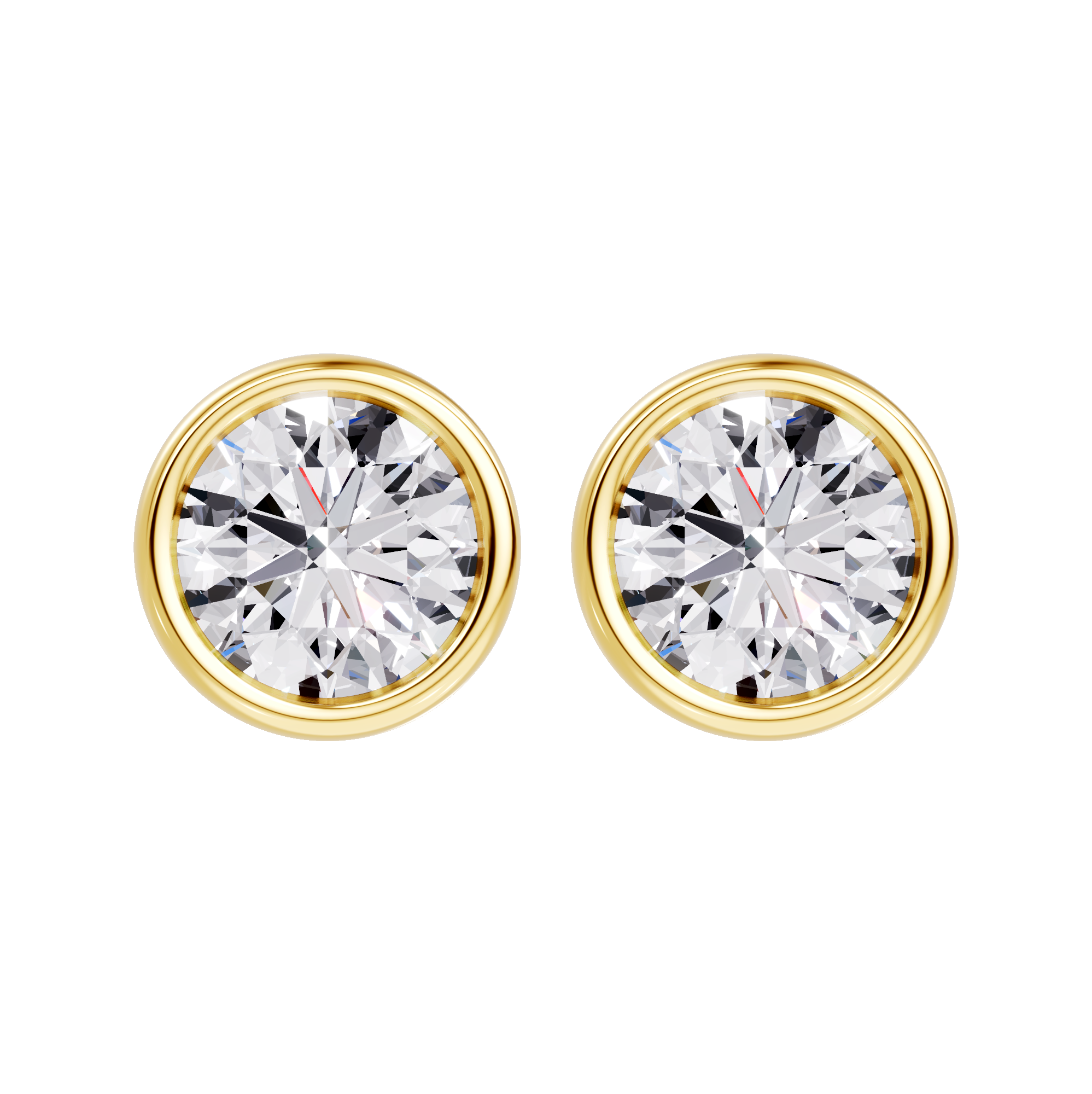 14K Yellow Gold Modern Bezel-Set Lab Diamond Stud Earrings (2 ct. tw.)